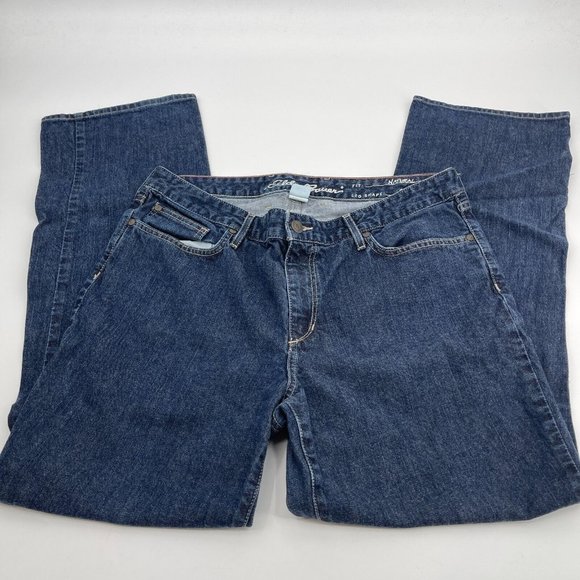 Eddie Bauer Jeans 14 Womens Straight Leg Natural Denim Blue Casual Plus Preppy - Picture 5 of 16